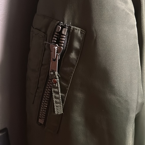 S13 New York army green pink faux fur collar puffer coat jacket - Picture 10 of 16